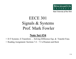 Notes #34 DT Using ZT to Solve Difference Eqs