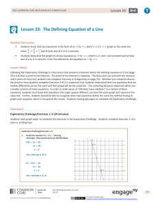 Lesson 23: The Defining Equation of a Line