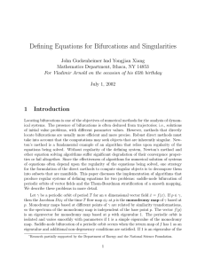 Defining Equations for Bifurcations and Singularities
