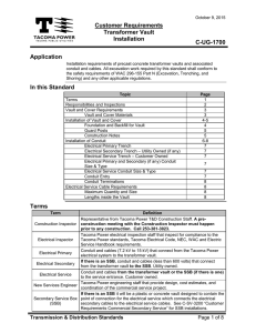 Customer Requirements Transformer Vault Installation C-UG