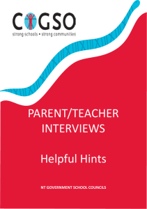 PARENT/TEACHER INTERVIEWS Helpful Hints