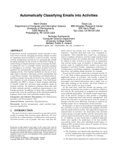 Automatically Classifying Emails into Activities