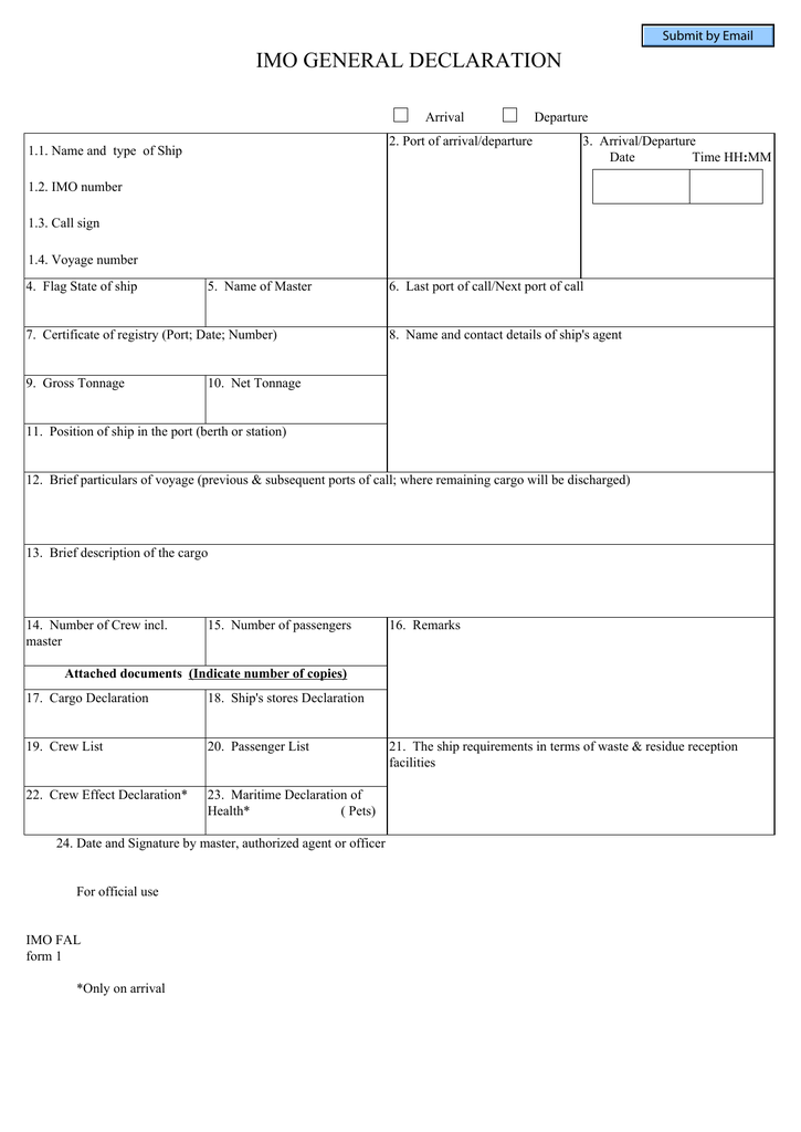 General Declaration Form Printable