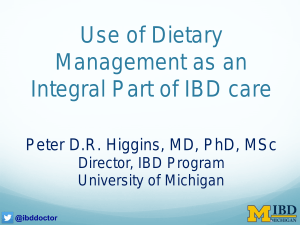 Use of dietary management as an integral part of IBD care