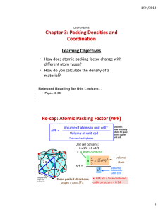 Chapter 3: Packing Densities and Coordination Re