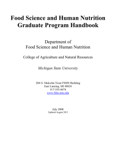 FSHN Graduate Handbook 2013 - Department of Food Science and