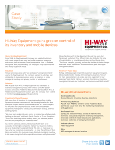 Case Study Hi-Way Equipment gains greater control of its inventory