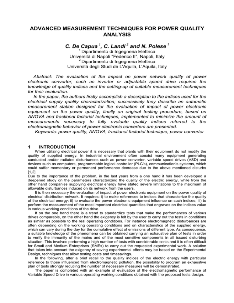ADVANCED MEASUREMENT TECHNIQUES FOR POWER