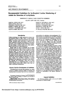 Recommended guidelines for in-hospital cardiac monitoring of