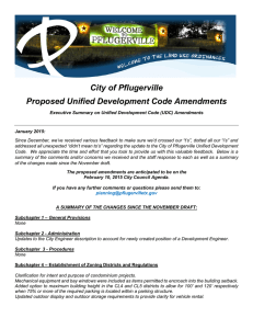 City of Pflugerville Proposed Unified Development Code Amendments