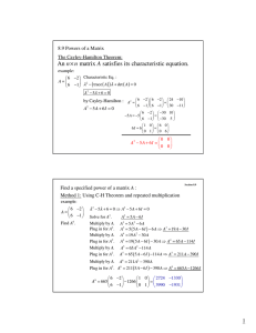 An matrix satisfies its characteristic equation. n n A × ( )