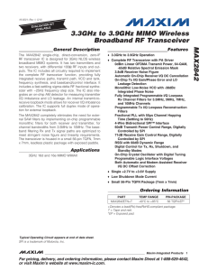 3.3GHz to 3.9GHz MIMO Wireless Broadband RF Transceiver