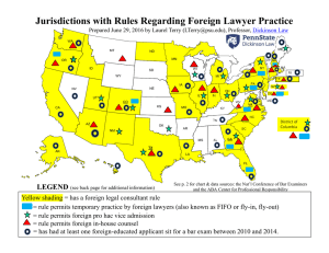 Jurisdictions with Rules Regarding Foreign Lawyer Practice