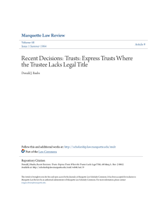 Trusts: Express Trusts Where the Trustee Lacks Legal Title