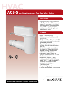 ACS-5 Auxiliary Condensate Overflow Safety Switch