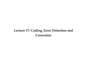 Coding, Error Detection and Correction