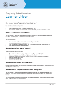 Frequently Asked Questions - Learner driver