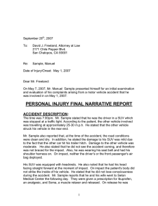 personal injury final narrative report