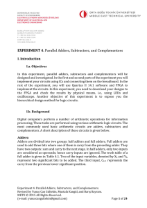 EXPERIMENT 4. Parallel Adders, Subtractors, and Complementors