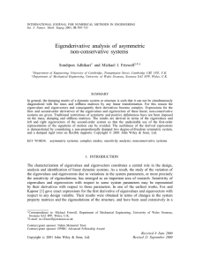 Eigenderivative analysis of asymmetric non