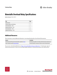 193-K/193-T1 Bimetallic Overload Relay Specifications