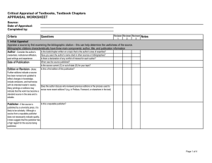 Textbook Appraisal Worksheet: Critical Evaluation Guide