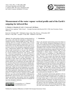 Measurement of the water vapour vertical profile and of the Earth`s