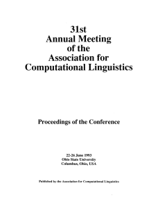 31st Annual Meeting of the Association for Computational Linguistics