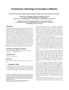 Evolutionary Advantage of Foresight in Markets