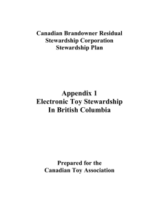 BC Electronic Toy Stewardship Plan