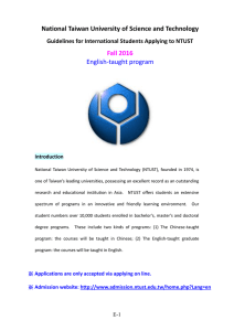 Guidelines for International Students Applying to NTUST