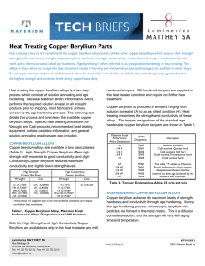 Heat Treating Copper Beryllium Parts