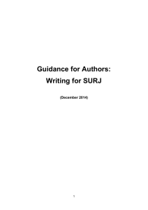 Guidance for Authors: Writing for SURJ