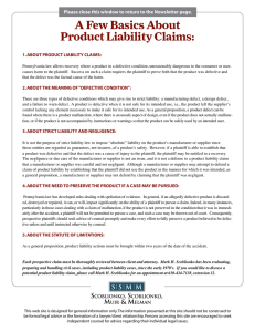 A Few Basics About Product Liability Claims