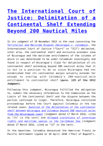 The International Court of Justice: Delimitation of a Continental Shelf