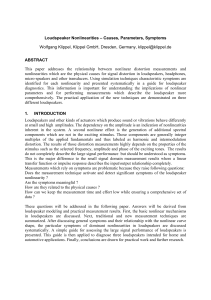 Loudspeaker Nonlinearities. Causes, Parameters