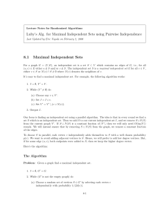 Luby`s Alg. for Maximal Independent Sets using Pairwise