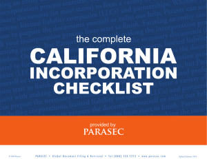 California Incorporation Checklist