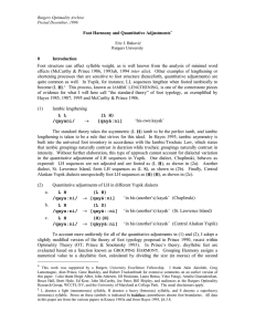 Foot Harmony and Quantitative Adjustments* 0 Introduction Foot