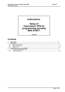 Instructions. Setup of Teamviewer VPN