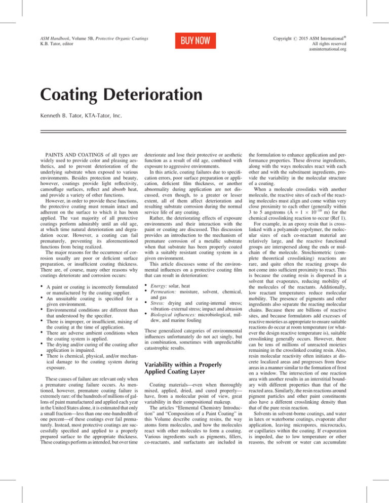 Coating Deterioration