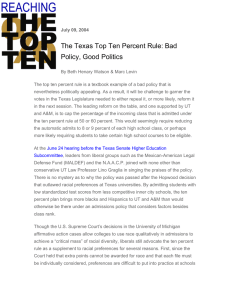 The Texas Top Ten Percent Rule: Bad Policy, Good Politics