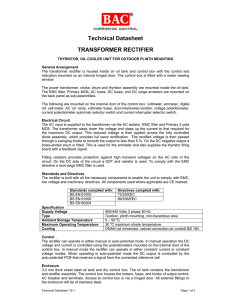 Technical Datasheet TRANSFORMER RECTIFIER