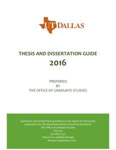 thesis and dissertation guide - The University of Texas at Dallas