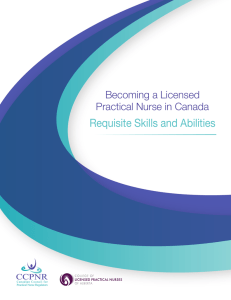 Requisite Skills and Abilities - College of Licensed Practical Nurses