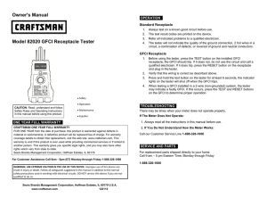 Owner`s Manual Model 82020 GFCI Receptacle Tester