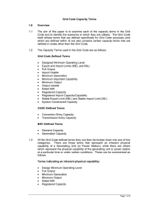 Grid Code Capacity Terms 1.0 Overview 1.1 The aim of this paper is