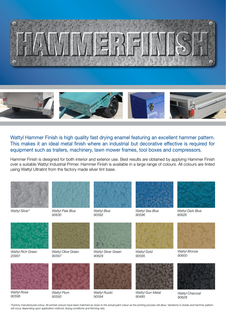 Wattyl Industrial Coatings Colour Chart