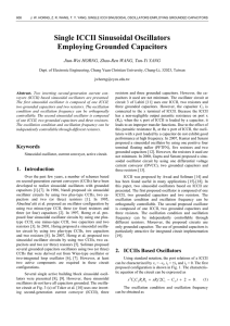 Single ICCII Sinusoidal Oscillators Employing Grounded Capacitors