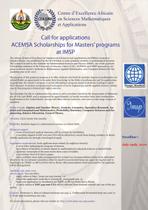 Call for applications ACEMSA Scholarships for Masters` programs at